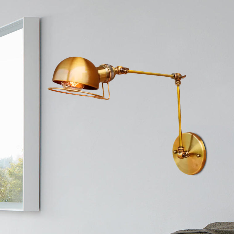 Avtoit | Vintage Industrial Bowl Wall Lamp 1 Light Iron Wall Lamp with Rotatable Arm in Black/Metal