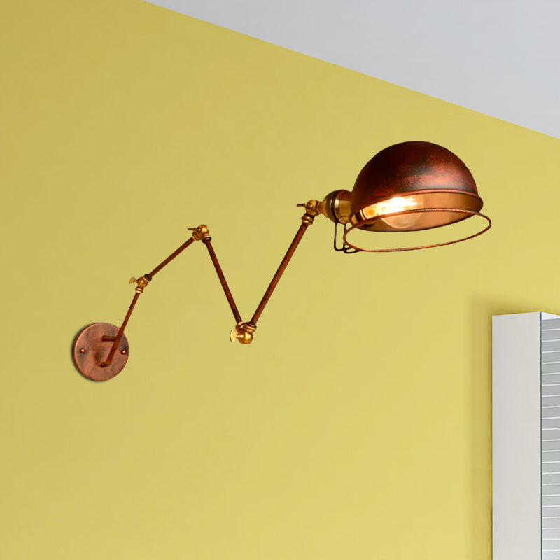 Avtoit | Vintage Industrial Bowl Wall Lamp 1 Light Iron Wall Lamp with Rotatable Arm in Black/Metal