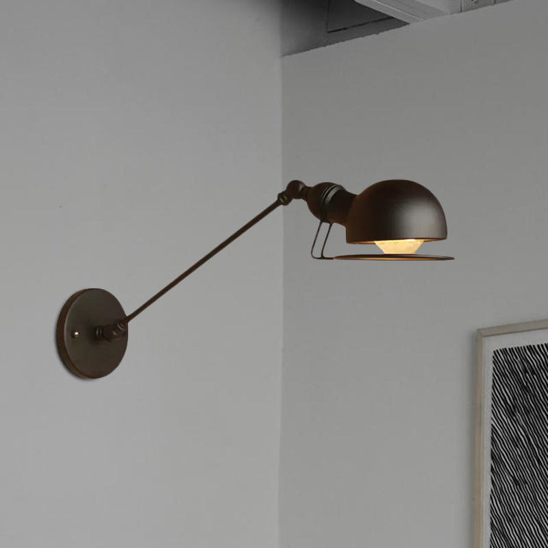 Avtoit | Vintage Industrial Bowl Wall Lamp 1 Light Iron Wall Lamp with Rotatable Arm in Black/Metal