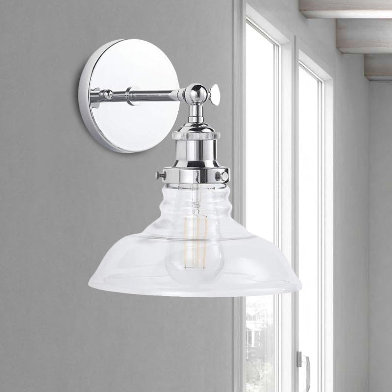 Avtoit | Clear Glass Chrome/Nickel Wall Light Barn 1-Bulb Industrial Wall Lamp for the Kitchen