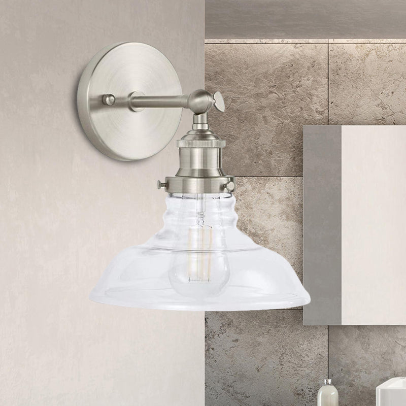 Avtoit | Clear Glass Chrome/Nickel Wall Light Barn 1-Bulb Industrial Wall Lamp for the Kitchen