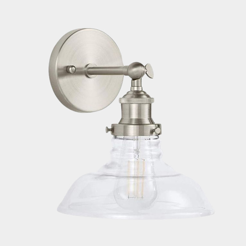Avtoit | Clear Glass Chrome/Nickel Wall Light Barn 1-Bulb Industrial Wall Lamp for the Kitchen