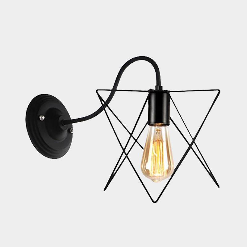 Avtoit | Black 1 Head Wall Lamp Vintage Industrial Metal Bottle/Rectangular Wall Light Wall Lamp with Wire Frame for Café