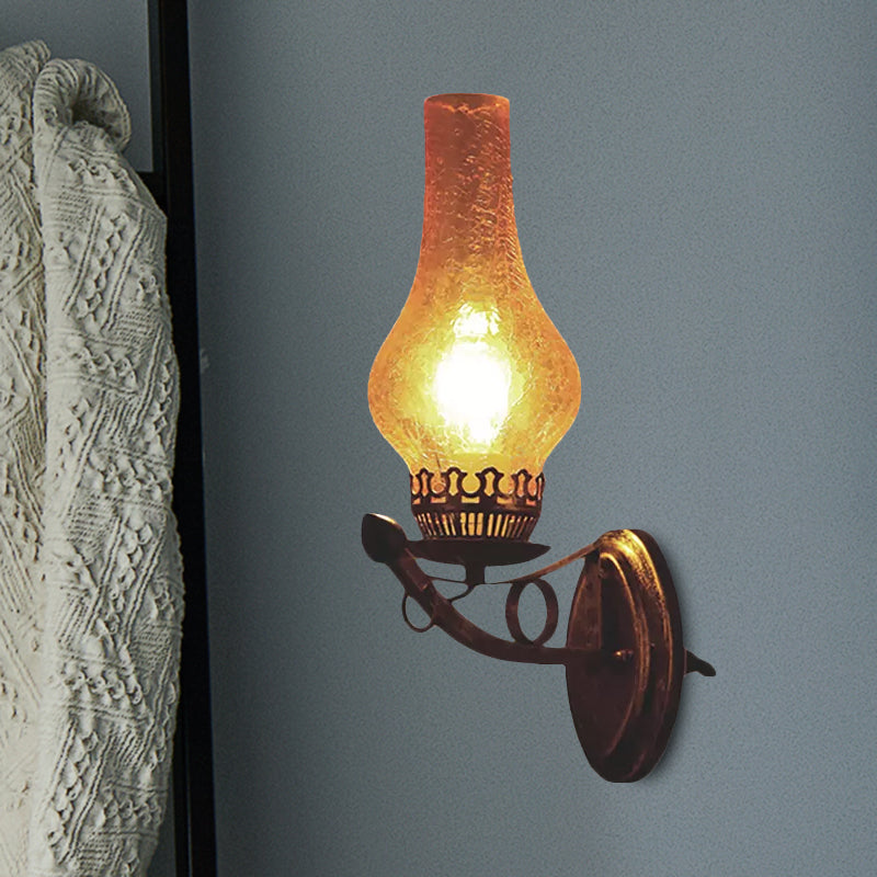 Avtoit | A light wall lamp light industrial crackle glass vase shape lighting fixture in yellow, 3.5"/5"/14.5" wide