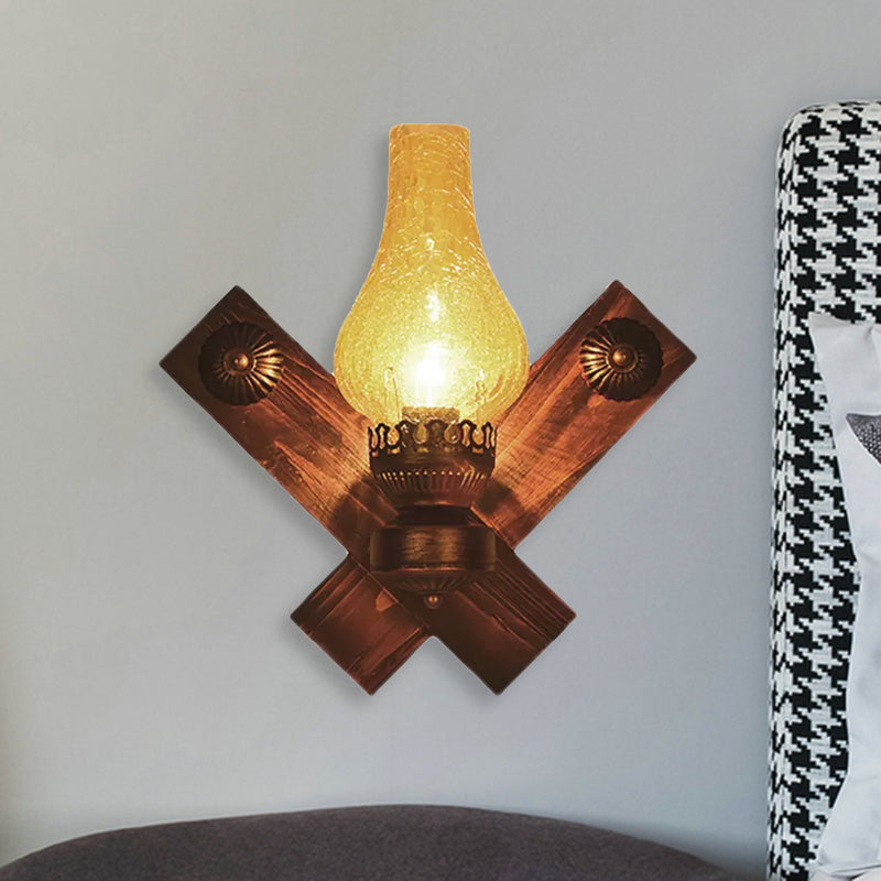 Avtoit | A light wall lamp light industrial crackle glass vase shape lighting fixture in yellow, 3.5"/5"/14.5" wide