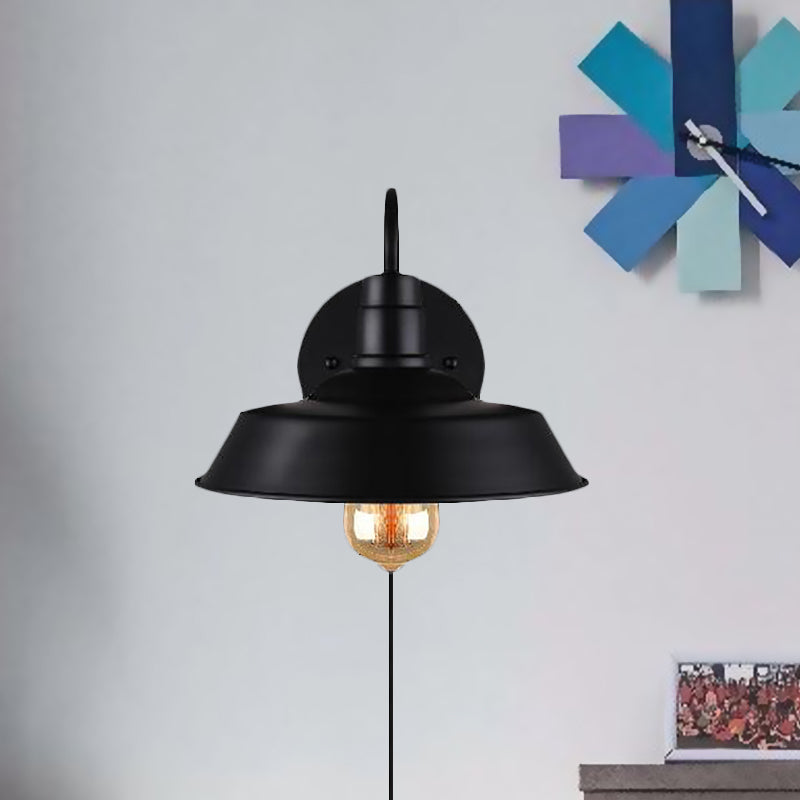 Avtoit | Barn Kitchen Wall Light Fixture Industrial Metal 1 Light Black Sconces Light with Goose Neck Arm and Plug Cable