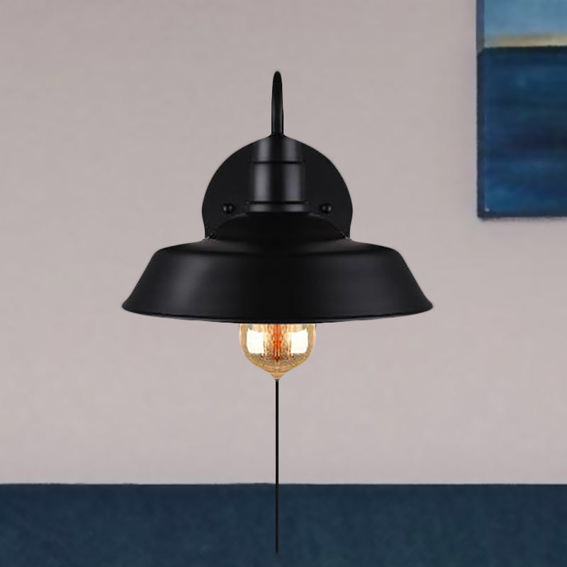 Avtoit | Barn Kitchen Wall Light Fixture Industrial Metal 1 Light Black Sconces Light with Goose Neck Arm and Plug Cable