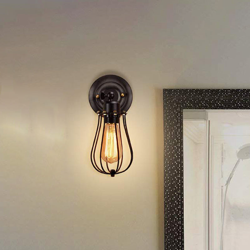 Avtoit | 2 Packs Gek cage-brick metal wall lamp Industrial style 1 light bedroom wall mounting lamp with bulb shape