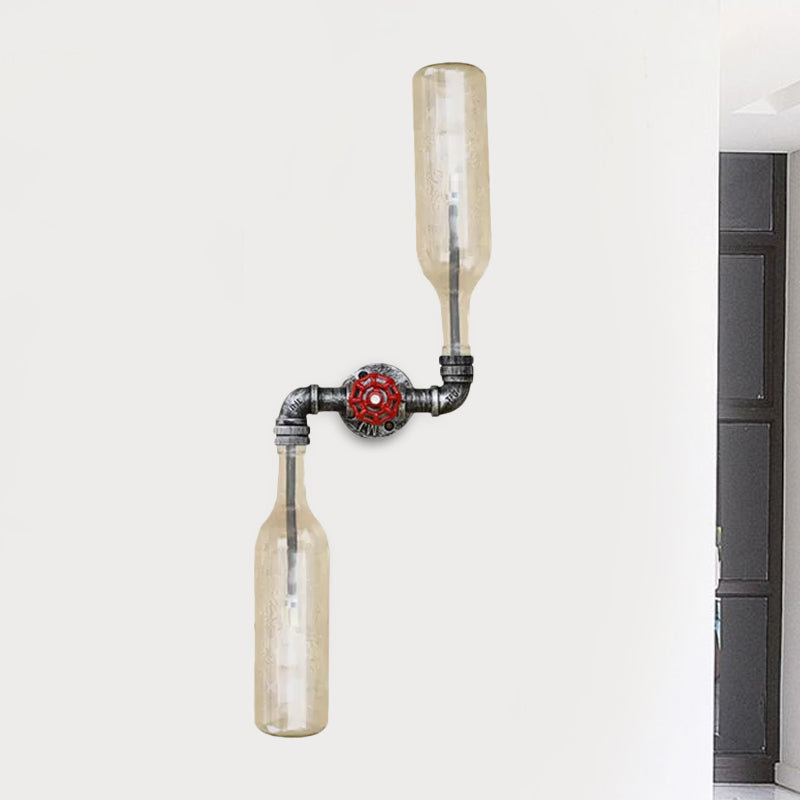 Avtoit | Glass Gray/Blue Wall Light Wine Bottle 2 Lights Industrial Style Wall Mount Light for Living Room