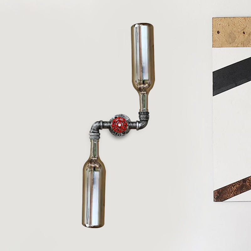 Avtoit | Glass Gray/Blue Wall Light Wine Bottle 2 Lights Industrial Style Wall Mount Light for Living Room