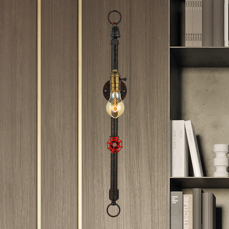 Avtoit | Dark Rust Pipe Wall Light with Valve Vintage Stylish Metal 1 Light Living Room Wall Lamp
