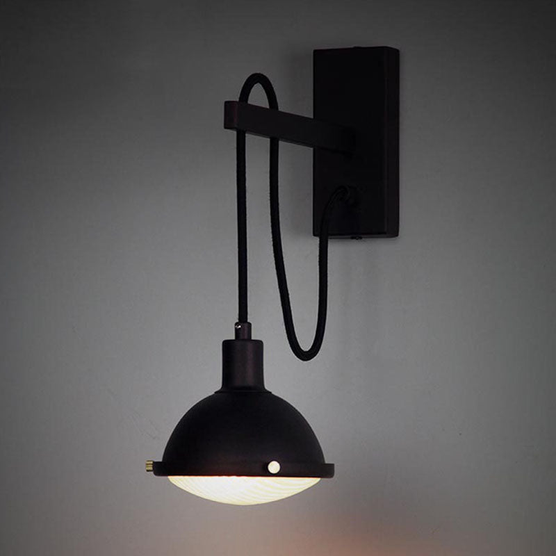 Avtoit | 1 Light Wall Lighting Farm Bowl Shade Metallic Wall Lamp in Black for Dining Room