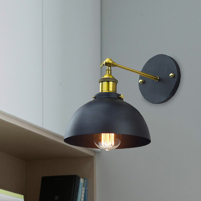 Avtoit | 1 Head Wall Light with Dome Shade Metal Rotatable Wall Lamp in Brass Finish for Balcony