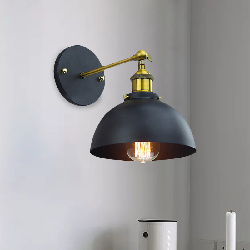 Avtoit | 1 Head Wall Light with Dome Shade Metal Rotatable Wall Lamp in Brass Finish for Balcony