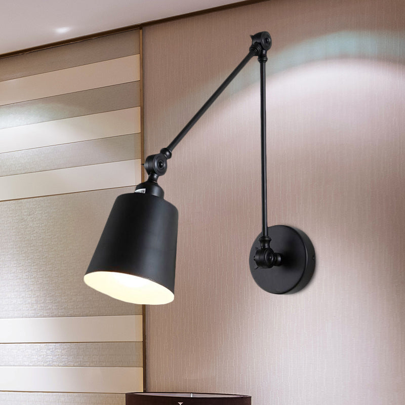 Avtoit | 1 Light Metal Wall Lamp Contemporary Black/Rust Colored Tailored Bedroom Wall Lamp Sconces with Adjustable Arm