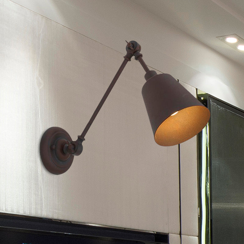 Avtoit | 1 Light Metal Wall Lamp Contemporary Black/Rust Colored Tailored Bedroom Wall Lamp Sconces with Adjustable Arm