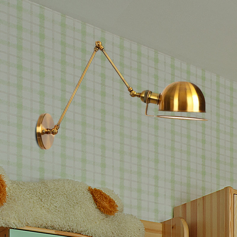 Avtoit | 1 Light Swing Arm Wall Lighting Vintage Style Brass/Copper Metal Wall Mount Light with Bowl Shade