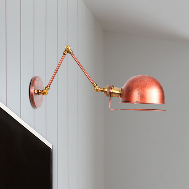 Avtoit | 1 Light Swing Arm Wall Lighting Vintage Style Brass/Copper Metal Wall Mount Light with Bowl Shade