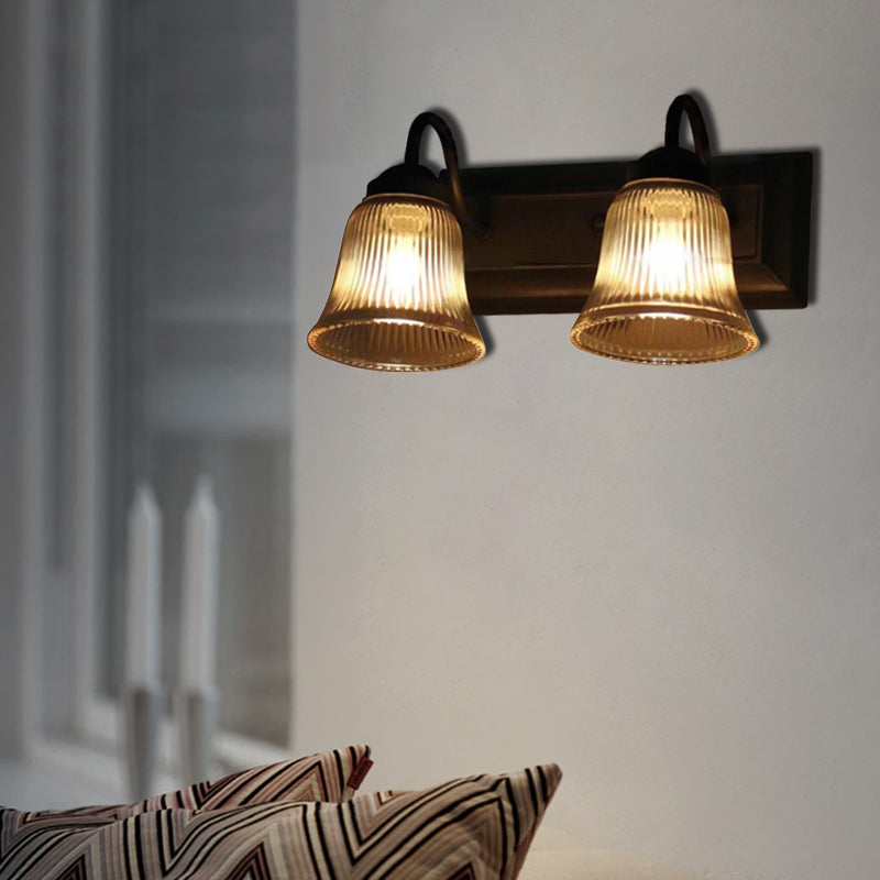 Avtoit | Bell Clear Texture Glass Wall Lamp Industry One Lamp Bedroom Sconce Light in Black