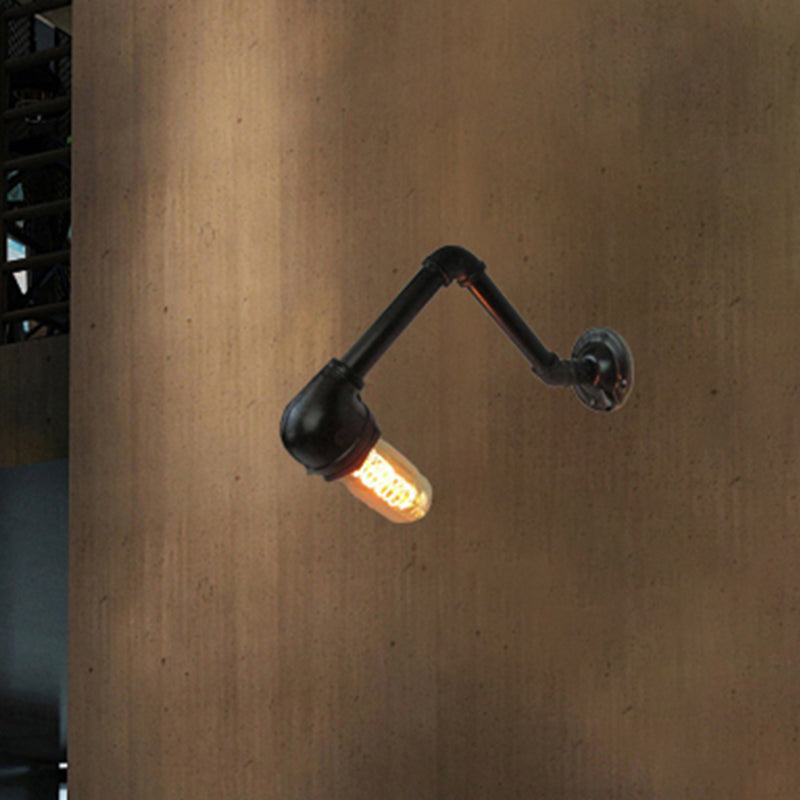 Avtoit | Black version 1 bulb wall light fixture industrial style metal pipe wall lighting for living room
