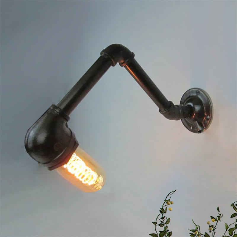 Avtoit | Black version 1 bulb wall light fixture industrial style metal pipe wall lighting for living room