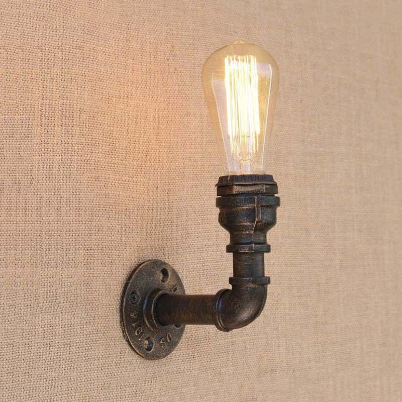 Avtoit | Curved Pipe Metal Wall Light Industrial Style 1 Bulb Bedroom Wall Lamp Light in Antique Bronze