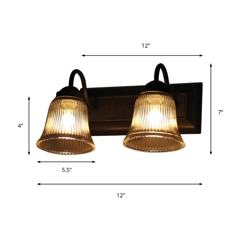 Avtoit | Bell Clear Texture Glass Wall Lamp Industry One Lamp Bedroom Sconce Light in Black
