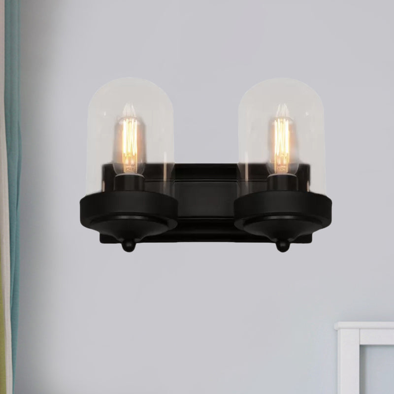 Avtoit | Capsule Wall Mounted Lighting 1/2 Light Bulb Industrial Black Clear Glass Lighting for Portico