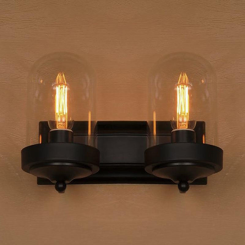 Avtoit | Capsule Wall Mounted Lighting 1/2 Light Bulb Industrial Black Clear Glass Lighting for Portico