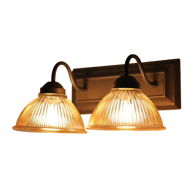 Avtoit | 2 Light Dome Wall Lamp Rustic Style Black Clear Prism Glass Wall Lamp for Living Room