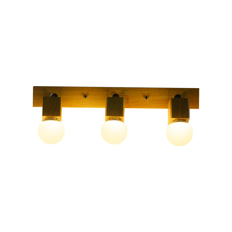 Avtoit | 3 Lights Rotatable Wall Lamp Fixture with Open Bulb Wood Modernism Bedroom Vanity Light