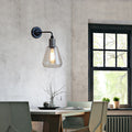 Avtoit | Rustic Style Tapered Shade Wall Lighting Fixture Single Gloss Clear Glass Wall Lamp in Black for Kitchen