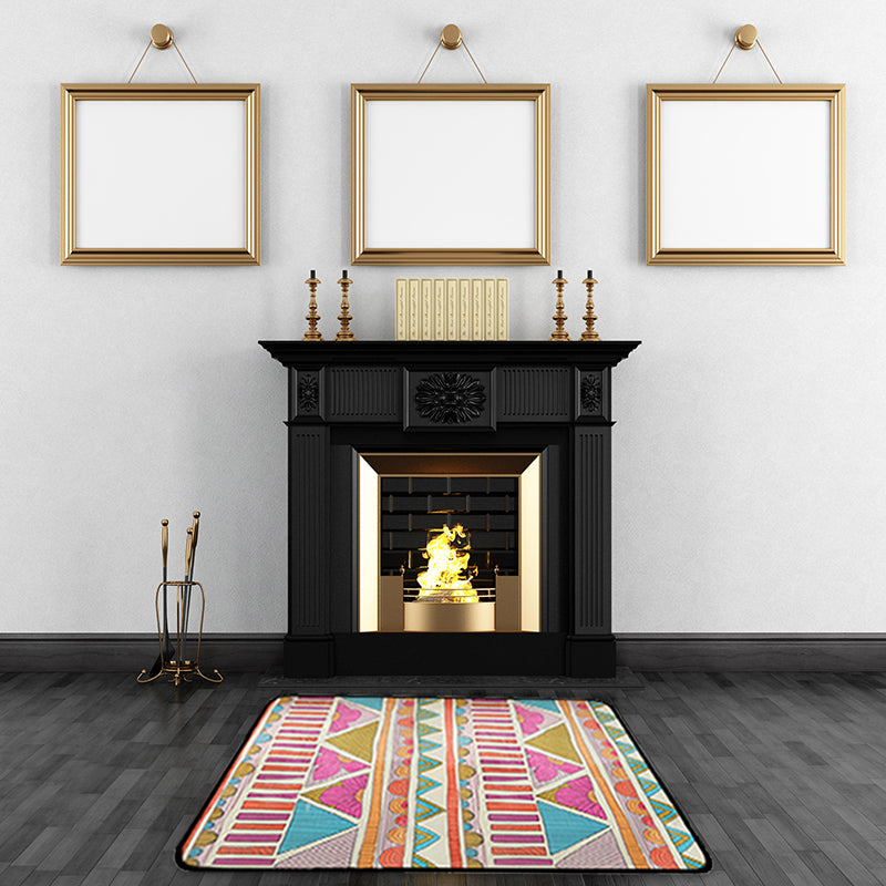 Avtoit | Colorful Geometric Southwest Rug Polyester Carpet with Flowers Non-Slip Backing Power Loom Indoor Rug