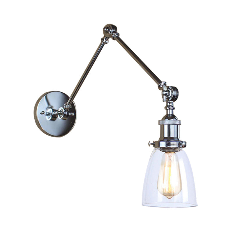 Avtoit | Tapered Accent Wall Lamp Antique Clear Glass 1 Light Black/Silver/Brass Wall Lamp with Swingarm