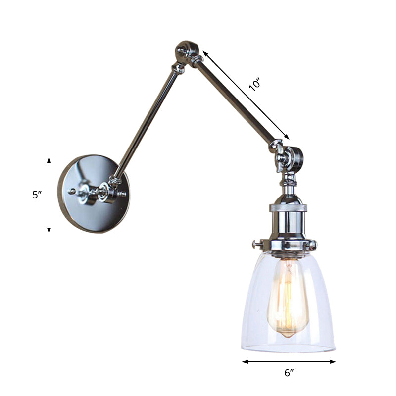 Avtoit | Tapered Accent Wall Lamp Antique Clear Glass 1 Light Black/Silver/Brass Wall Lamp with Swingarm
