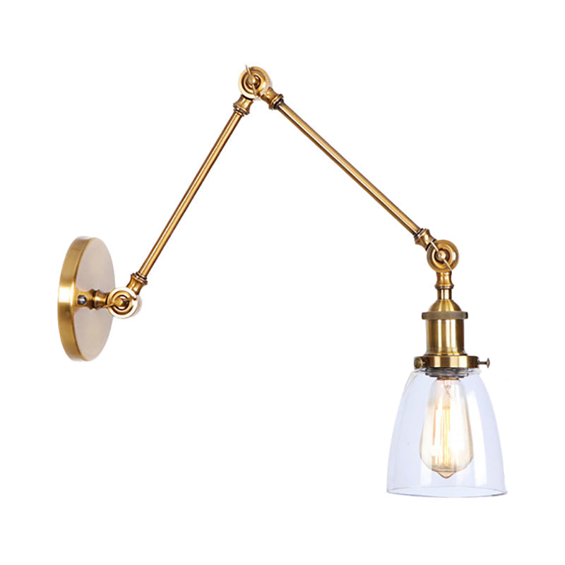 Avtoit | Tapered Accent Wall Lamp Antique Clear Glass 1 Light Black/Silver/Brass Wall Lamp with Swingarm