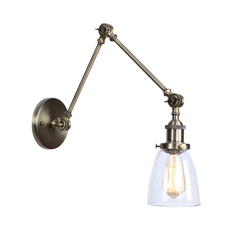 Avtoit | Tapered Accent Wall Lamp Antique Clear Glass 1 Light Black/Silver/Brass Wall Lamp with Swingarm