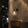 Avtoit | One Pear Wall Light with Pumpkin Shade Clear Glass Industrial Corridor Wall Lamp in Black