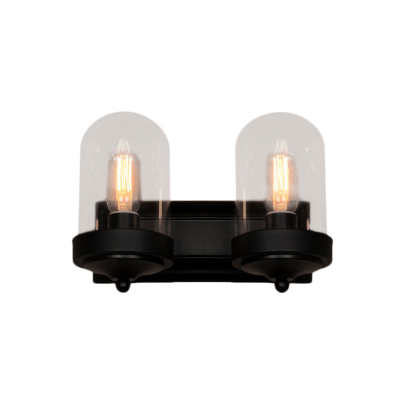 Avtoit | Capsule Wall Mounted Lighting 1/2 Light Bulb Industrial Black Clear Glass Lighting for Portico
