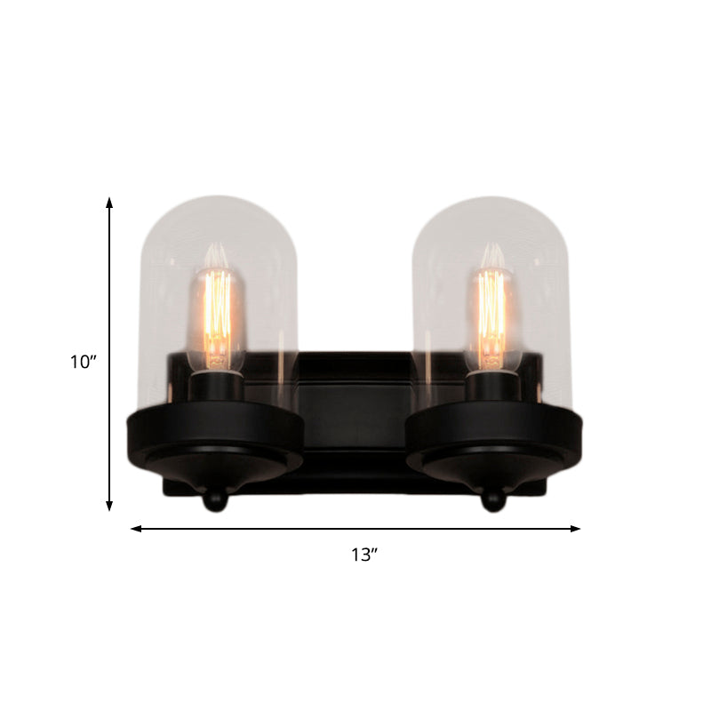 Avtoit | Capsule Wall Mounted Lighting 1/2 Light Bulb Industrial Black Clear Glass Lighting for Portico