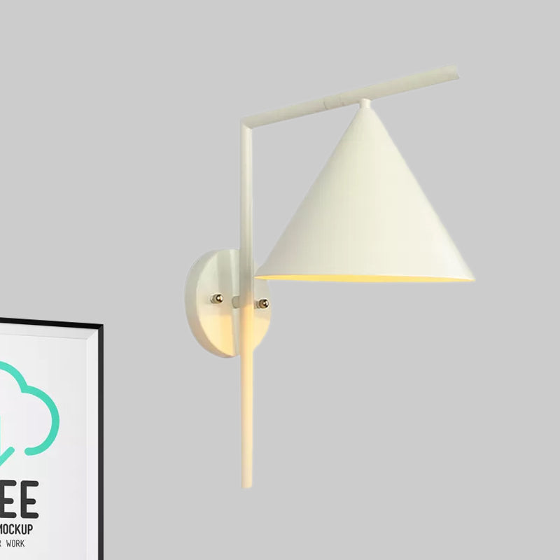 Avtoit | Cone Metal Wall Lighting Contemporary 1 Light Black/White/Gold Wall Lamp Over Table, 8" B