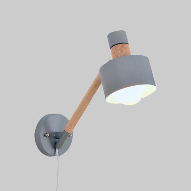 Avtoit | 5.5"/6"/7" W Armed Wall Sconce Minimalism Metal 1 Main Wall Mount Lighting in Gray for Living Room