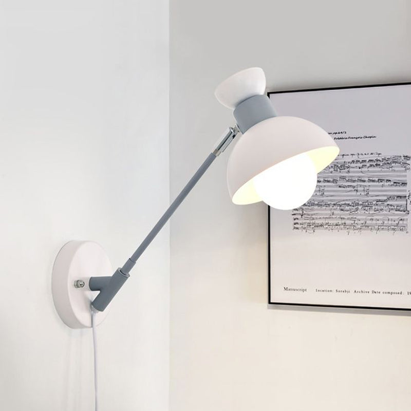 Avtoit | 5.5"/6"/7" W Armed Wall Sconce Minimalism Metal 1 Main Wall Mount Lighting in Gray for Living Room