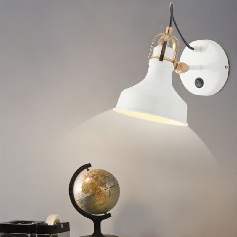 Avtoit | White Barn Wall Sconces Lighting Contemporary Metallic 1 Light Wall Mounted Fixture with Switch