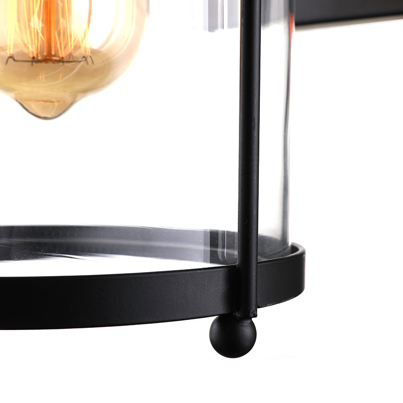 Avtoit | Cylinder clear glass wall-mounted lamp industrial single bulb living room wall sconce in black/white/rust with cage