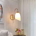 Avtoit | 1 Bulb Angle Shade Wall Mounted Light Fixture Modern Black/Gold Milk Glass Lighting for Bedroom