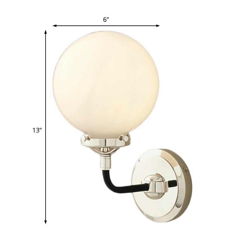 Avtoit | Modern Globe Shade Wall Lamp Fixture 1/2-Bulb Opal Glass Sconce Light in Antique Brass/Chrome