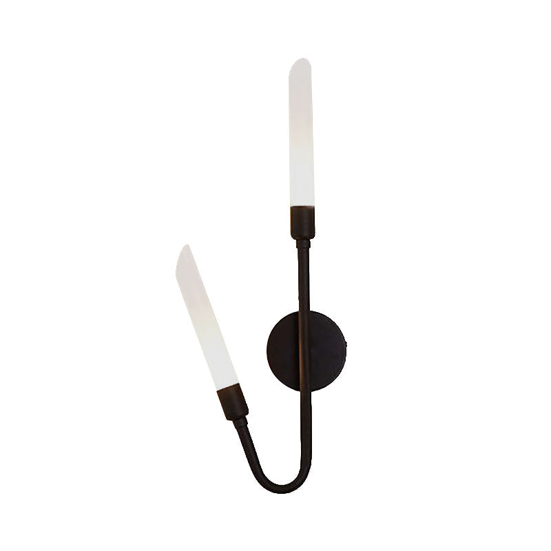Avtoit | Black/Gold Finish Pipe Wall Lamp 2 Head Post Modern Matte Glass Wall Lamp for Living Room