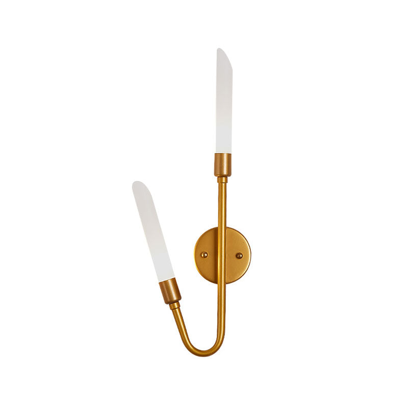 Avtoit | Black/Gold Finish Pipe Wall Lamp 2 Head Post Modern Matte Glass Wall Lamp for Living Room