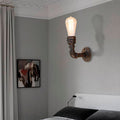 Avtoit | Curved Pipe Metal Wall Light Industrial Style 1 Bulb Bedroom Wall Lamp Light in Antique Bronze